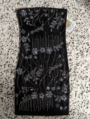 forever 21 black embroidered dress Forever 21 Black Embroidered Sequin Mini Dress Small S